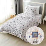 Dětské bavlněné ložní povlečení Sandra SA-584 Svět robotů na šedo-bílém Jednolůžko 140x200 a 70x90 cm