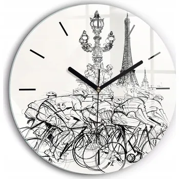 Hodiny Foto nástěnné hodiny Kresba cyklistických závodů černé ručičky kulatý průměr 60 cm