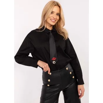 Dámská košile Černá bavlněná košile s límečkem