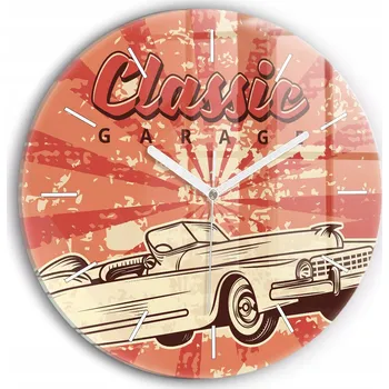 Hodiny Minimalistické Čtvercové Skleněné Hodiny Nástěnné Vintage Retro auto fi30 cm