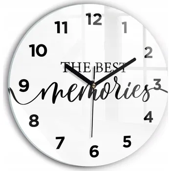 Hodiny Nástěnné hodiny kulatý dekorativní klasické kuchyňské Nápis Memories průměr 30 cm