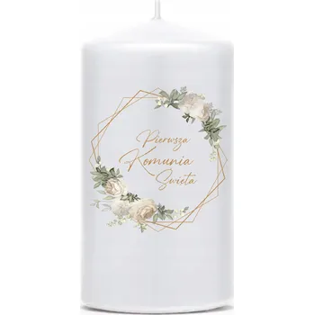 Svíčka SVATÉ PŘIJÍMÁNÍ SVÍČKA svíčka dekorace stolu na PŘIJÍMÁNÍ KVĚTINY béžové