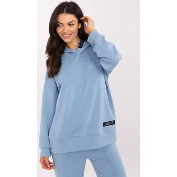 Dámská mikina Modrá dámská mikina s kapucí a nášivkami