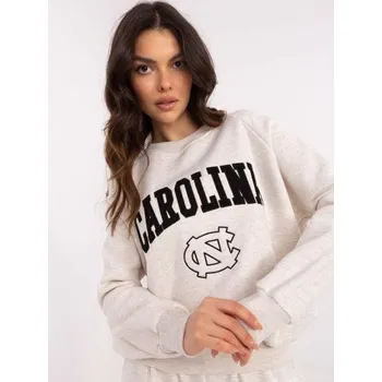 Dámská mikina Světle béžová melanžová mikina s kapucí a výšivkou