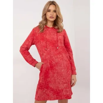 Dámské šaty Červené teplákové šaty s potiskem