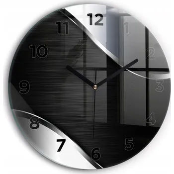 Hodiny Ozdobné nástěnné hodiny s krásnou grafikou Černo-stříbrné linie kulatý průměr 30 cm
