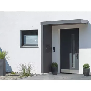 Stříška nad vchodové dveře Vchodová stříška BS/B PLUS LED strip - 200 x 90 - antracit matný - levý boční modul + odtok