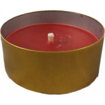 Svíčka Dekorativní vonná svíčka ve zlaté plechovce, 10x4 cm, červená.