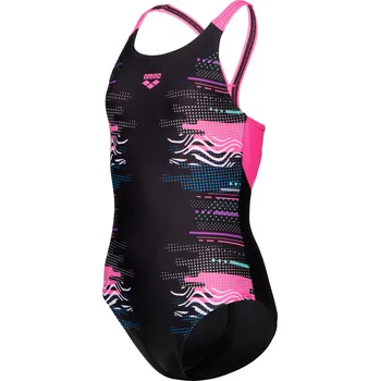 Dámské oblečení Dívčí plavecké jednodílné plavky ARENA-GIRLS RHYTHM SWIMSUIT V BACK L Černá 164