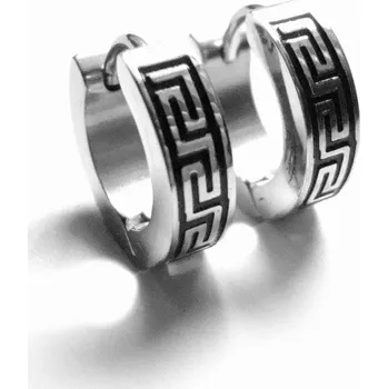 Náušnice Steel Jewelry náušnice kroužky s řeckým vzorem z chirurgické oceli NS090346 dárkové balení zdarma