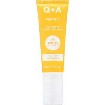 Přípravek na opalování Q+A Peptide opalovací krém na obličej proti stárnutí s peptidem a SPF50, 50 ml