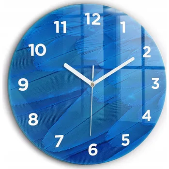 Hodiny Čtvercové Skleněné Nástěnné Hodiny Do Moderního Interiéru Ptačí Pírko průměr 60 cm