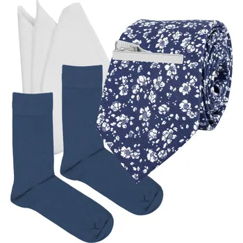 Kravata Bubibubi Modrá kravatová sada Dani velikost ponožek 43-46
