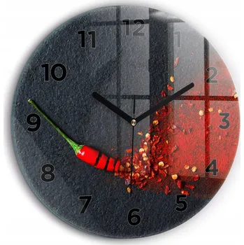 Hodiny Nástěnné hodiny Koření červená paprika kulatý černé ručičky průměr 60 cm