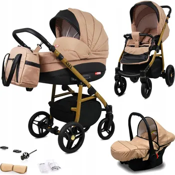 Kočárek Dětský kočárek 3v1 s korbou a autosedačkou BabyLux AXEL ALU