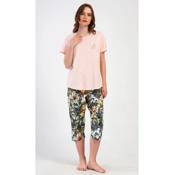 Dámské pyžamo Dámské pyžamo kapri Marie - světle lososová - 1XL