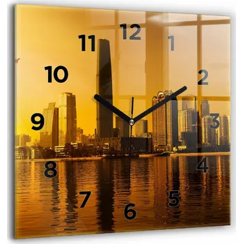 Hodiny Skleněné nástěnné hodiny tiché ručičky Obývací pokoj Řeka Zhujiang Čína 60x60