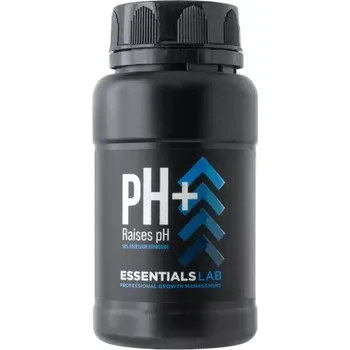 Essentials LAB pH plus 250 ml, 50% hydroxid (Essentials LAB pH+ je koncentrovaný zásaditý roztok (50% hydroxid draselný), který lze v malých kontrolovaných dávkách použít ke zvýšení pH (snížení kyselosti) živných roztoků.)