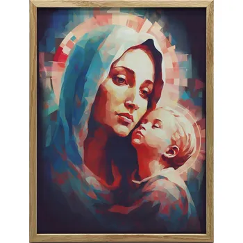 Obraz PLAKÁT NA ZEĎ V RÁMU Panna Maria s Dítětem, modrá, 70x100 CM