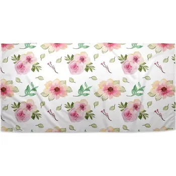 Ručník Sablio Ručník s potiskem Růžové květy - 50x100 cm