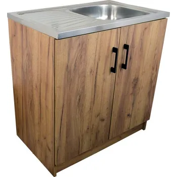 Kuchyňská skříňka EU Kuchyňská skříňka DUB WOTAN 80 cm s NEREZ dřezem + ZDARMA sifon pro dřez