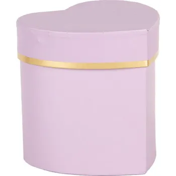 Úložný box Fialová kartonová dárková krabička ve tvaru srdce – 10x10x10 cm