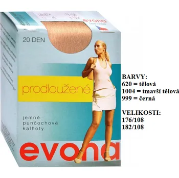 Dámské punčochy Punčochové kalhoty EVONA LENETA prodloužené Velikost: 176/108 barva 999 - ČERNÁ