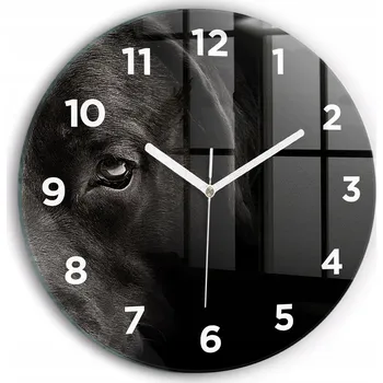Hodiny Moderní skleněné nástěnné hodiny Pes a skotská kočka kulatý průměr 30 cm