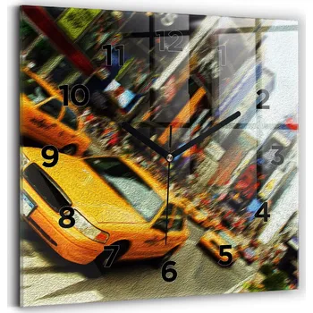 Hodiny Skleněné hodiny s potiskem Nástěnné tiché ručičky New York City taxi
