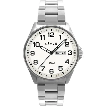 Hodinky LAVVU Ocelové pánské hodinky BERGEN White se svítícím číselníkem LWM0140