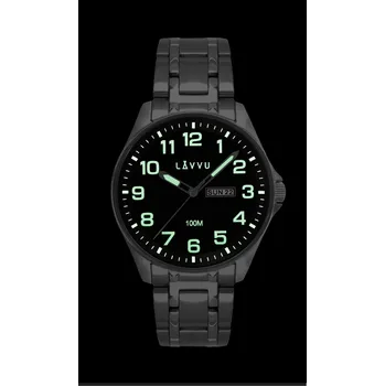 Ocelové pánské hodinky LAVVU BERGEN Black se svítícími čísly LWM0142 (POŠTOVNÉ ZDARMA!!!)