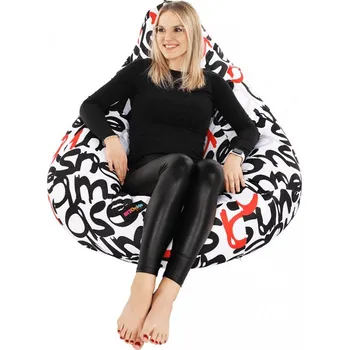 Sedací pytel Sedací vak, bílá / černá / šedá / červená vzor, ELION