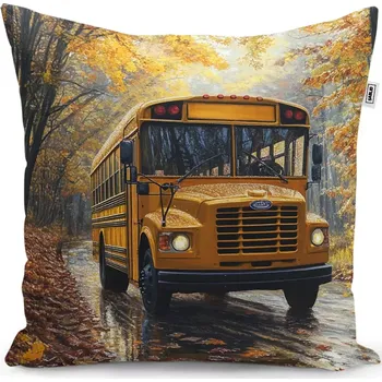 Polštář Dekorační polštář Žlutý školní autobus - Sablio - 50x50 cm