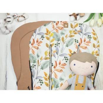 Podložka do kočárku prodloužená (Leaves, camel bambus)