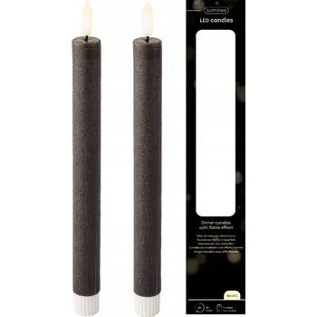 Svíčka SVÍČKY na baterie 2 x LED stolní svíčky šedé s efektem plamene 24,5 cm