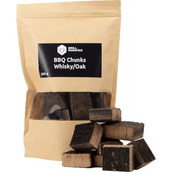 Tuhé palivo Grill Fanatics Whisky/Dub dřevěné kousky BBQ 500g
