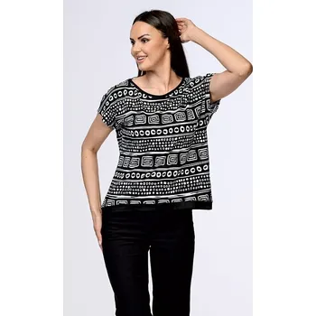 Dámská halenka Kimonová černobílá dámská halenka s tvarovanou délkou 7845 velikost XL