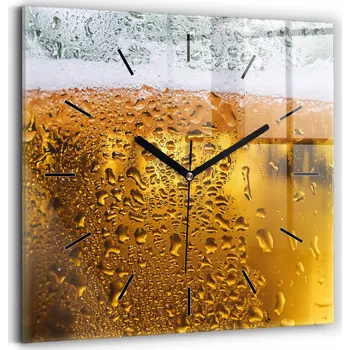 Hodiny Tvrzené skleněné ozdobné nástěnné hodiny Pivní Sklenice 30x30