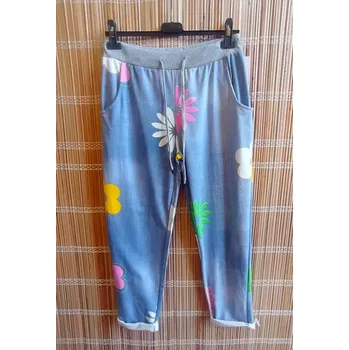 Dámské elegantní tepláky sv.modré květ vel.UNI-M/L