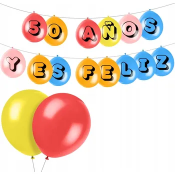 Balónek BAREVNÉ BALÓNKY VELKÉ SILNÉ NAROZENINY PÁRTY SVATBA 50 ANOS Y ES FELIZ x14