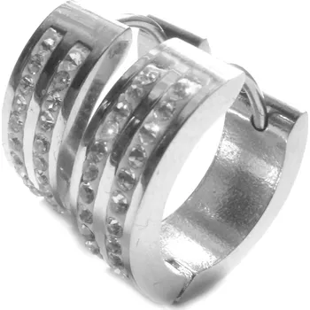 Náušnice Steel Jewelry Náušnice kroužky s kamínky z chirurgické oceli NS090219 dárkové balení zdarma