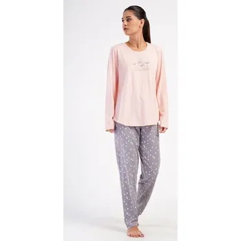 Dámské noční prádlo Dámské pyžamo dlouhé Petra - světle lososová - 4XL