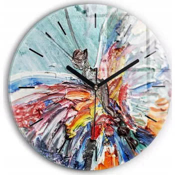 Hodiny Moderní skleněné hodiny s grafikou na zeď Fragment olejomalby fi 30 cm