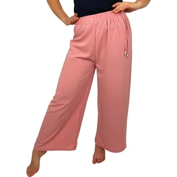 Dámské kalhoty NOVINKA- Letní volné kalhoty - růžové