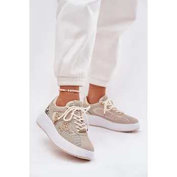 Dámské tenisky Dámské Sportovní Boty S Síťovinou A Hroty Ogalda Barva: Béžová, Velikost: 39