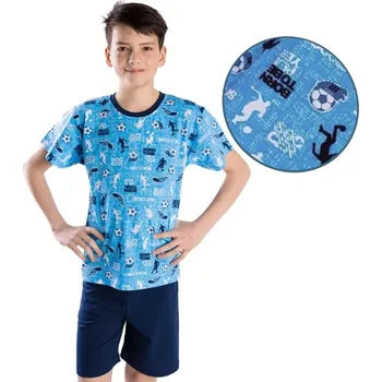 Chlapecké pyžamo Betty Mode (ušito v ČR) Betty Mode letní fotbal modré 164