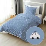 Dětské bavlněné ložní povlečení Sandra SA-589 Traktory a autíčka na modrém Jednolůžko 140x200 a 70x90 cm