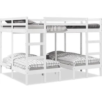 vidaXL Rám trojité patrové postele bílý 160x200/80x160 cm borovice