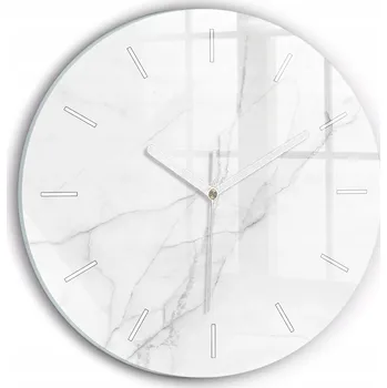 Hodiny Moderní skleněné nástěnné hodiny Dekorativní mramorový kulatý průměr 30 cm