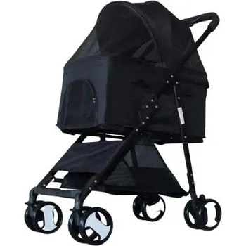 Kočárek pro psa RB-nakuplevne Kočárek pro psy a kočky 2v1 – kočárek a přenosná taška, výška 99,5cm, barva černá, skládací, do 15kg